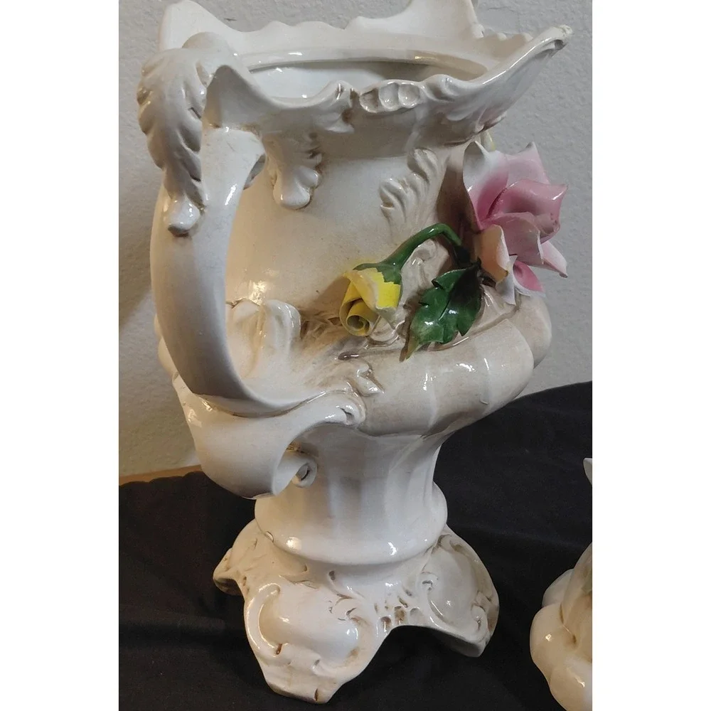 Vintage Capodimonte Italy Porcelain Lidded Urn Vase 15